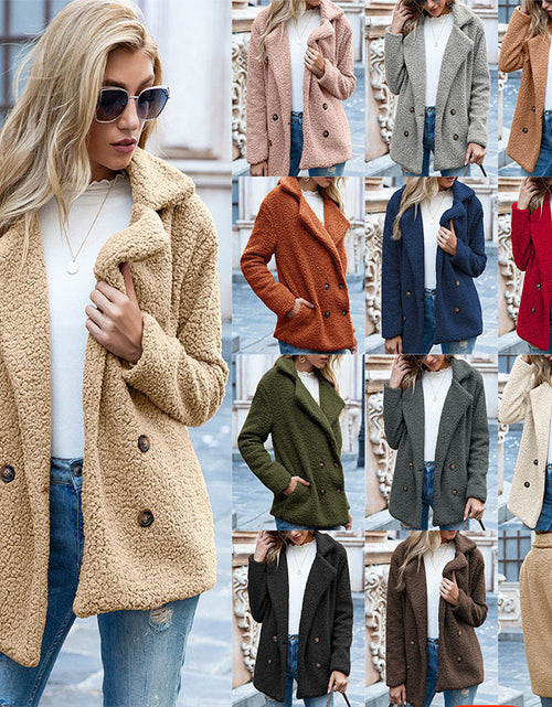 Load image into Gallery viewer, Loose Lapel Fluffy Coat Winter Button Jacket Cardigan Outwear for Women Clothing
