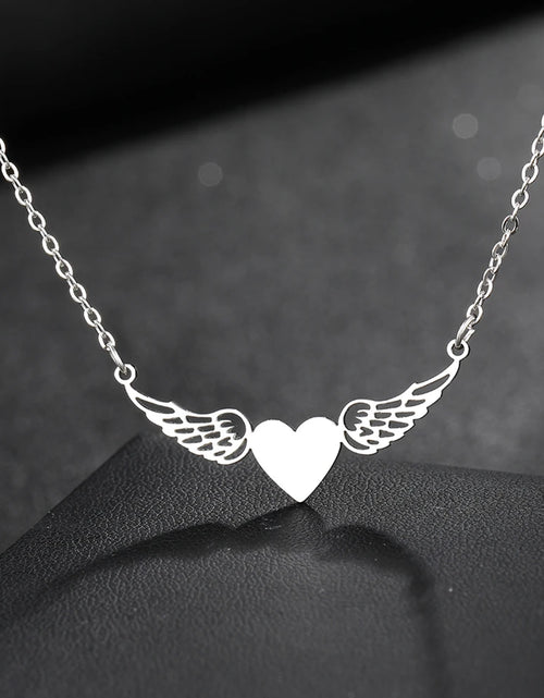 Load image into Gallery viewer, Love Heart Angel Wings Necklace
