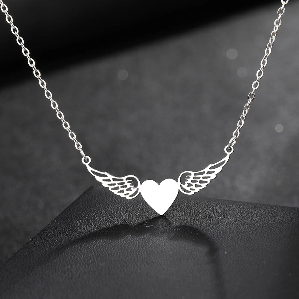 Love Heart Angel Wings Necklace