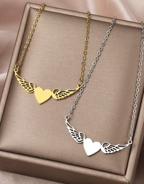 Load image into Gallery viewer, Love Heart Angel Wings Necklace
