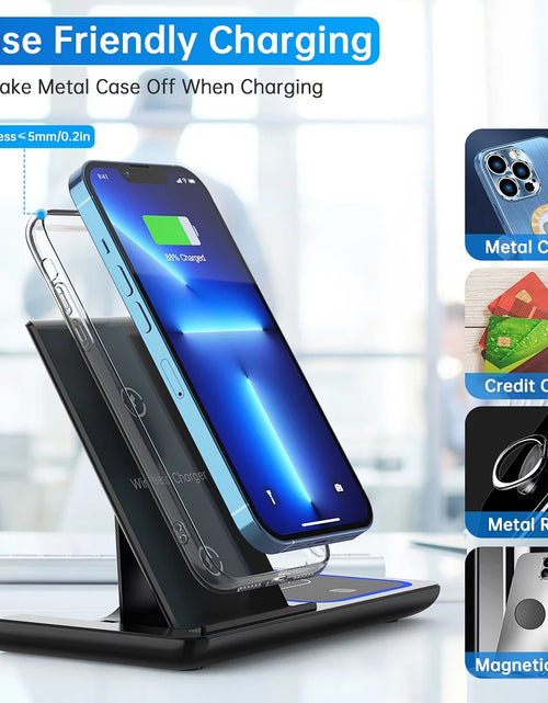 Load image into Gallery viewer, 2024 Upgraded Wireless Charging Station, 18W 3 in 1 Charger Station, Fast Charging Dock Stand for Iwatch Series 10/9/8/7/6/SE/5/4/3/2, Compatible with Iphone 16 15 14 13 12 11 Pro/Xs/Samsung &amp; Airpod
