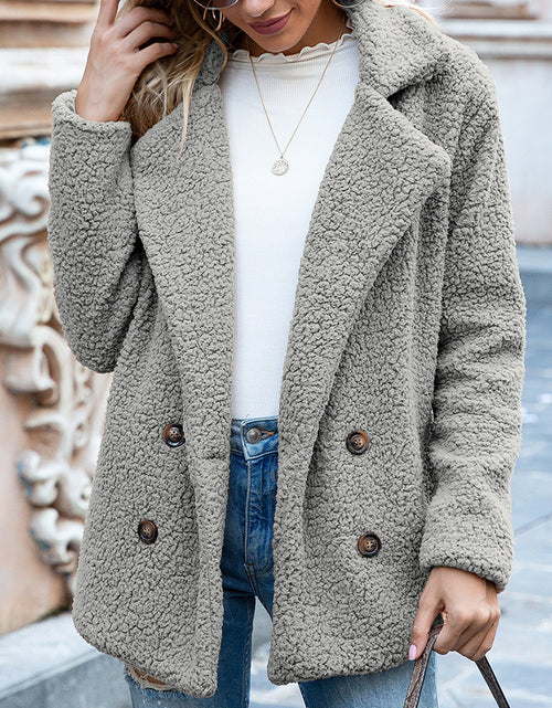 Load image into Gallery viewer, Loose Lapel Fluffy Coat Winter Button Jacket Cardigan Outwear for Women Clothing
