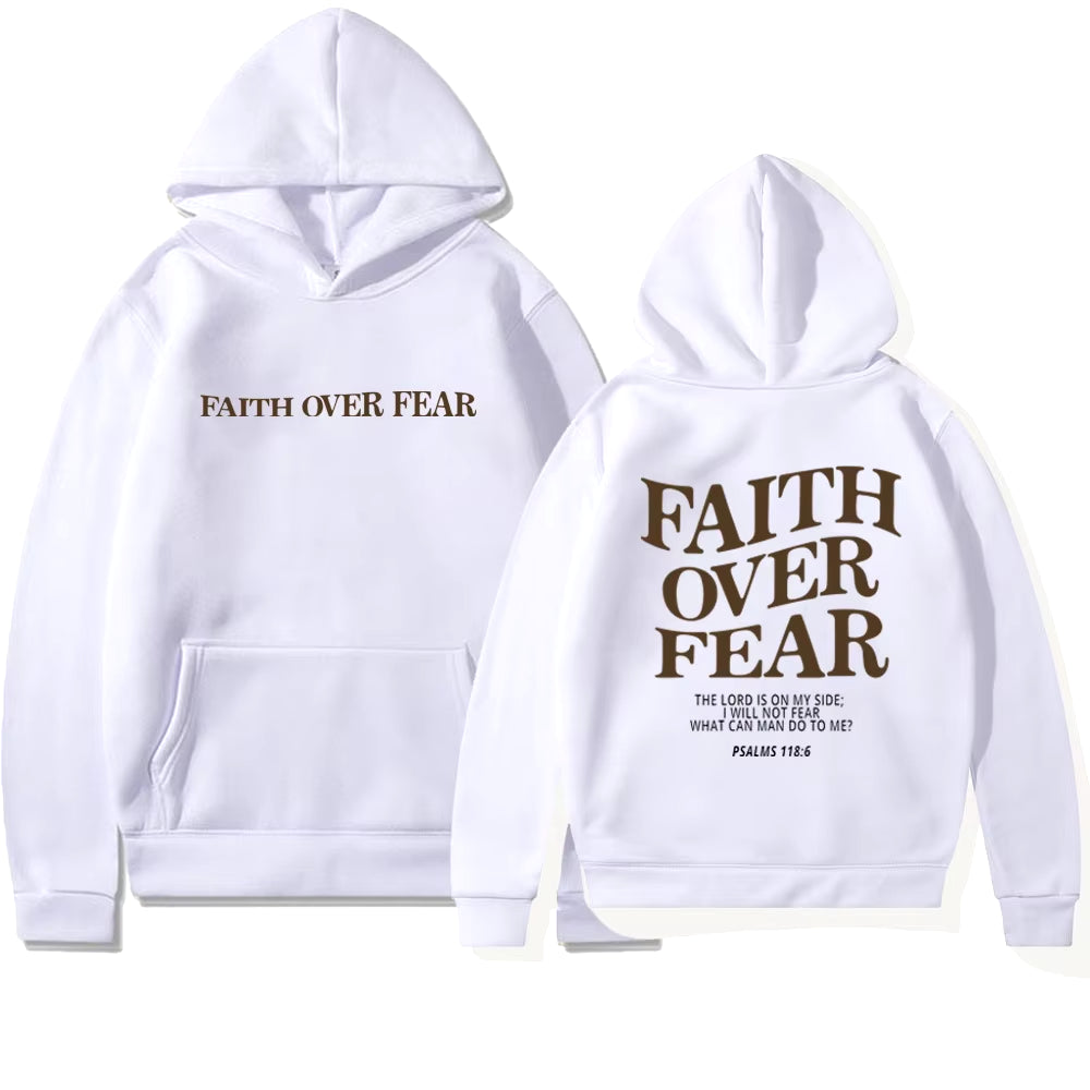 Faith over Fear Christian Hoodie Christian Sweatshirt Jesus Hoodie Trendy Hoodie Bible Verse Shirt Unisex Aesthetic Clothes