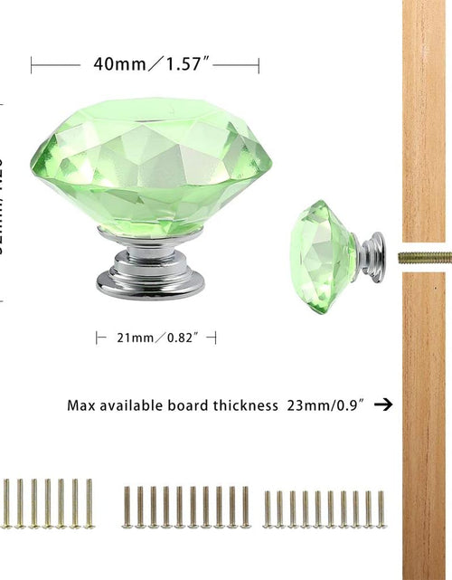 Load image into Gallery viewer, 10 PCS Diamond Crystal Glass Pull Handle Cabinet Knobs Cupboard Drawers Cabinet Dresser Bookcase Wardrobe (40Mm, Green)
