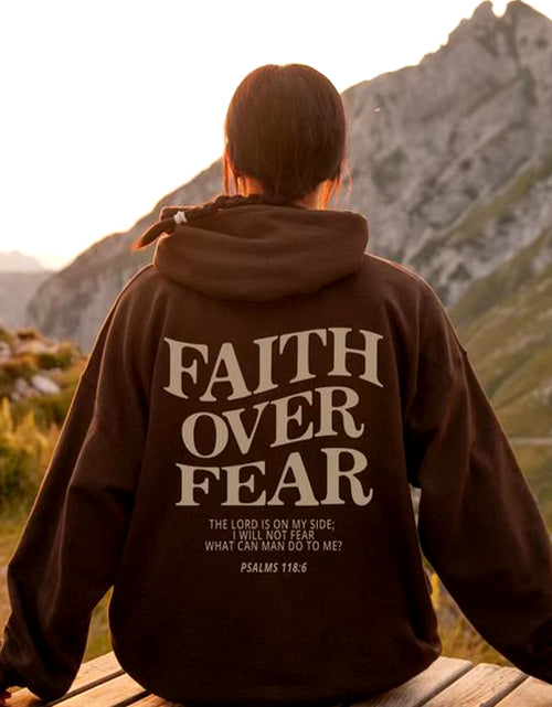 Load image into Gallery viewer, Faith over Fear Christian Hoodie Christian Sweatshirt Jesus Hoodie Trendy Hoodie Bible Verse Shirt Unisex Aesthetic Clothes
