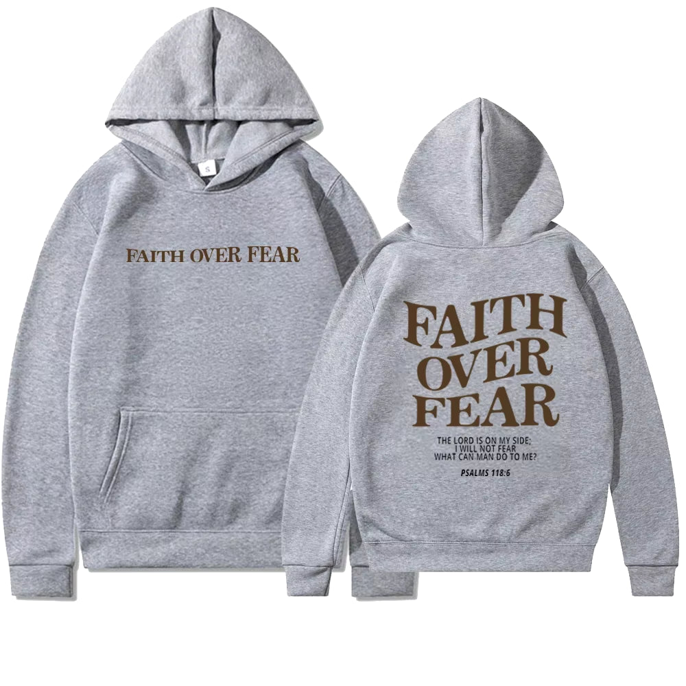 Faith over Fear Christian Hoodie Christian Sweatshirt Jesus Hoodie Trendy Hoodie Bible Verse Shirt Unisex Aesthetic Clothes