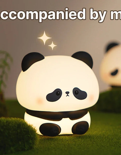 Load image into Gallery viewer, Cute Panda LED Night Light, Silicone Night Light, USB Rechargeable, Touch Night Lamp, Bedroom Timing Lamp Decoration, Children&#39;S
