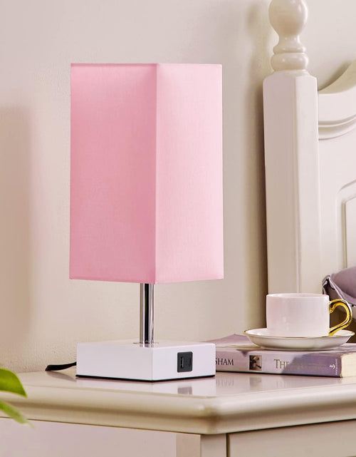 Load image into Gallery viewer, Touch Control Table Lamp with USB A+C Charging Ports, 3 Way Touch Lamps beside Desk, Nightstand Lamp for Bedrooms Living Room, Pink Shade with White Base, LED Bulb Included(Pink)
