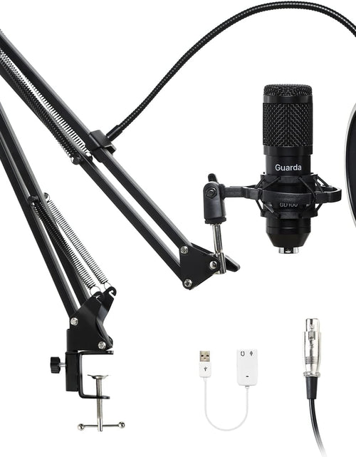 Load image into Gallery viewer, Studio Condenser USB Microphone Computer PC Microphone Kit with Adjustable Scissor Arm Stand Shock Mount, for PC Computer Recording Podcasting Youtube Karaoke Gaming Streaming Teaching Guarda GD100
