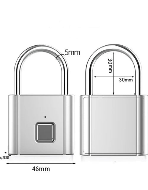 Load image into Gallery viewer, Smart Biometric Thumbprint Door Padlocks Rechargeable Door Lock Fingerprint Smart Padlock USB Keyless Quick Unlock
