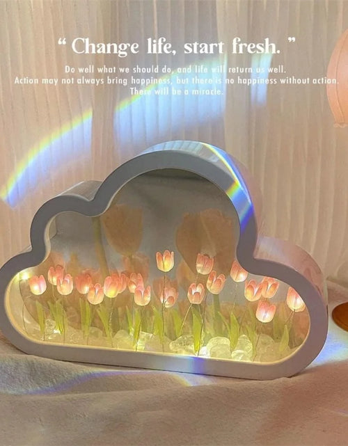 Load image into Gallery viewer, Forever Cloud Mirror Tulips DIY Tulip Night Light Tulip Flower LED Lamp Birthday Gift for Girl Friend Valentine&#39;S Day
