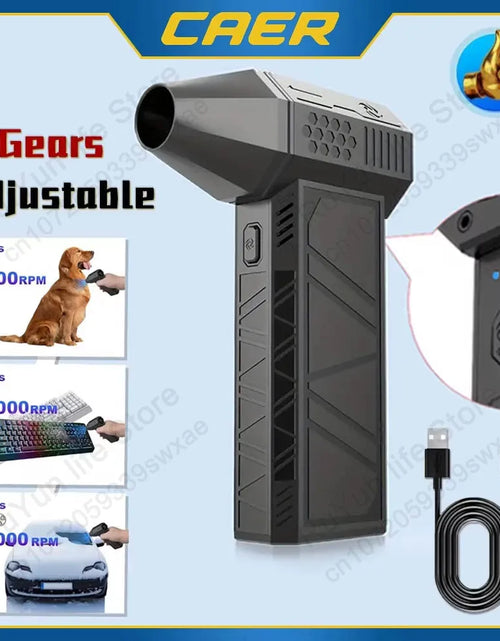 Load image into Gallery viewer, Mini Turbo Jet Fan Electric Air Duster with 3 Gear Adjustable 130000RPM Wind Speed 52M/S Car Computer Cleaning Blower Tool
