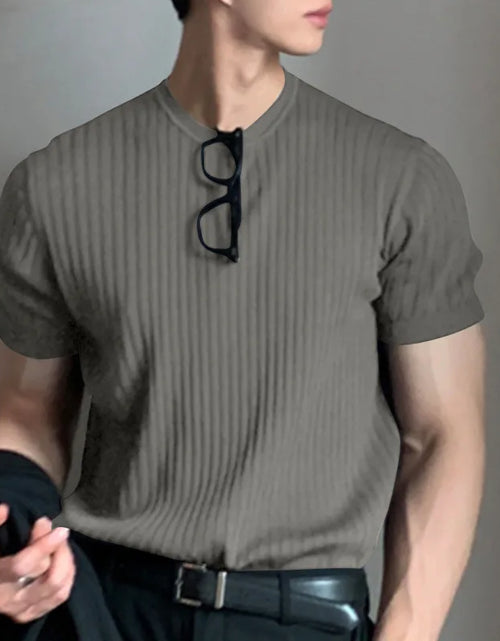 Load image into Gallery viewer, Summer Men&#39;S Clothing Light Luxury T Shirt Leisure Long Sleeve O Neck Drapped Solid Color Loose Basic Shirt Popular Knitwear
