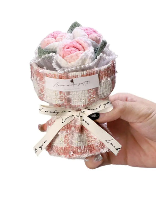 Load image into Gallery viewer, Mini Bule Rose Bundle Handmade Weaving Eternal Life Float Carrying Rose Ornament Simulation Flower Suitable For Girls Gift Boxed
