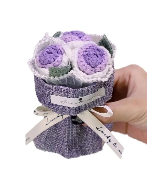 Load image into Gallery viewer, Mini Bule Rose Bundle Handmade Weaving Eternal Life Float Carrying Rose Ornament Simulation Flower Suitable For Girls Gift Boxed
