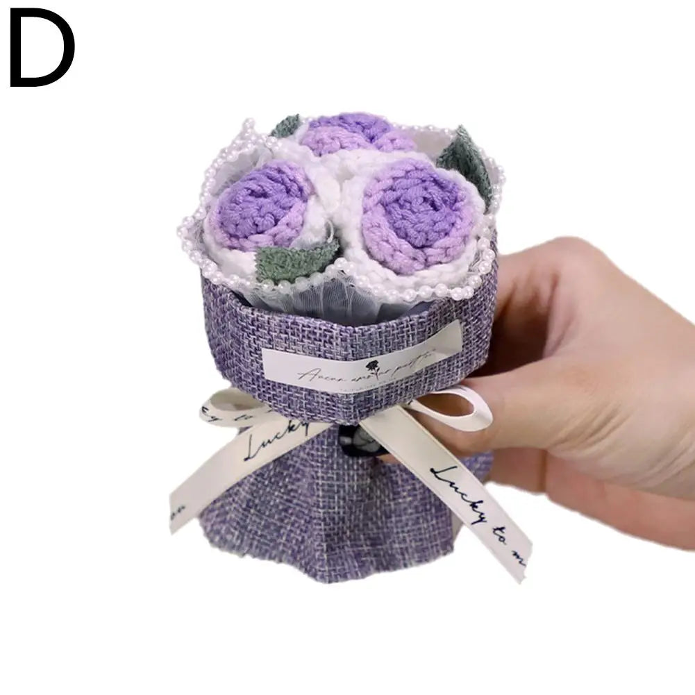 Mini Bule Rose Bundle Handmade Weaving Eternal Life Float Carrying Rose Ornament Simulation Flower Suitable For Girls Gift Boxed