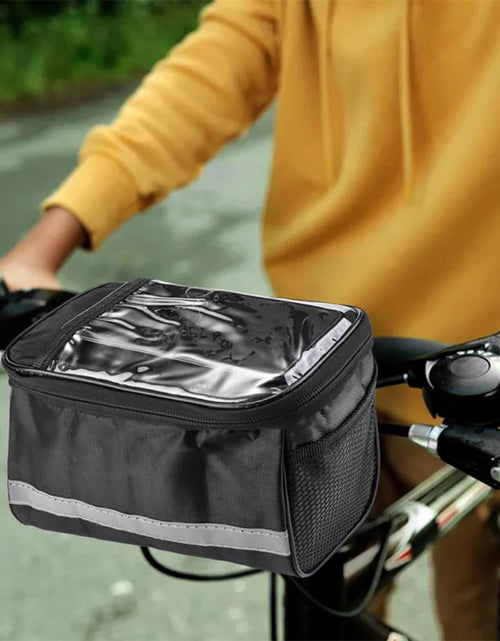 Load image into Gallery viewer, Bicycle Front Handlebar Bag Multifunction Portable Reflective Strip Bike Frame Pannier Shoulder Bag Organizer
