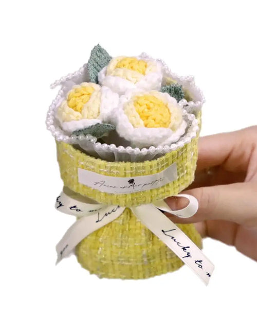 Load image into Gallery viewer, Mini Bule Rose Bundle Handmade Weaving Eternal Life Float Carrying Rose Ornament Simulation Flower Suitable For Girls Gift Boxed
