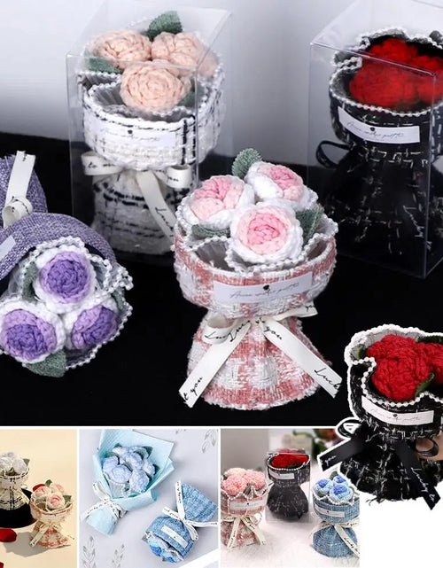 Load image into Gallery viewer, Mini Bule Rose Bundle Handmade Weaving Eternal Life Float Carrying Rose Ornament Simulation Flower Suitable For Girls Gift Boxed
