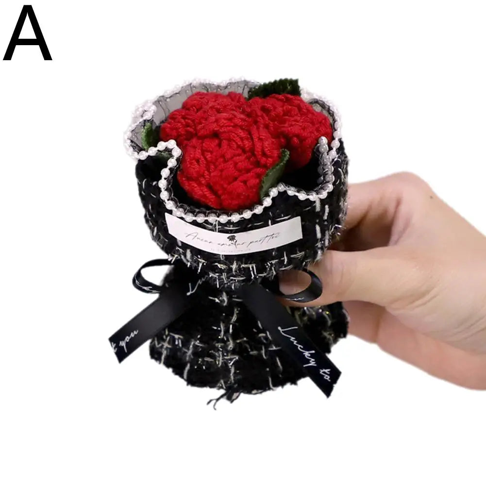 Mini Bule Rose Bundle Handmade Weaving Eternal Life Float Carrying Rose Ornament Simulation Flower Suitable For Girls Gift Boxed