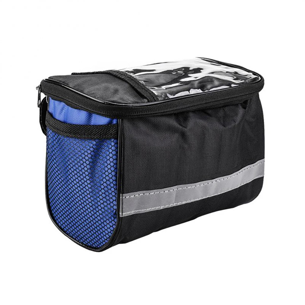 Bicycle Front Handlebar Bag Multifunction Portable Reflective Strip Bike Frame Pannier Shoulder Bag Organizer