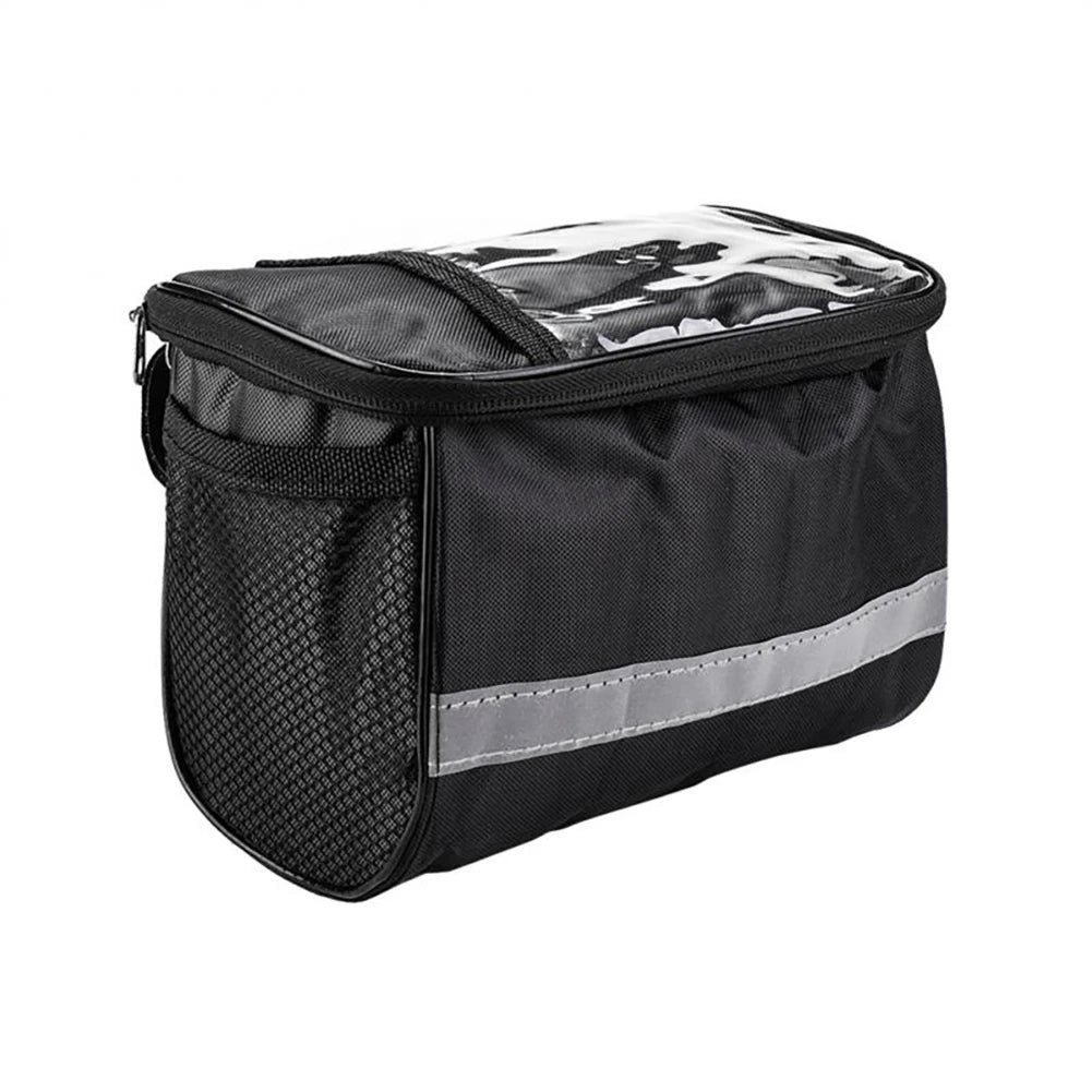 Bicycle Front Handlebar Bag Multifunction Portable Reflective Strip Bike Frame Pannier Shoulder Bag Organizer