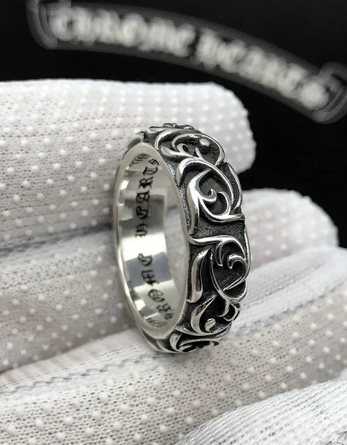 Load image into Gallery viewer, Personalized Cross Ring for Men and Women Couples Trendy Retro Thai Silver Eternal Vine Ring
