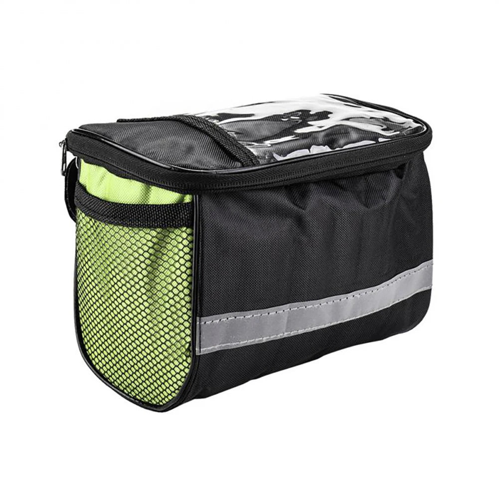 Bicycle Front Handlebar Bag Multifunction Portable Reflective Strip Bike Frame Pannier Shoulder Bag Organizer