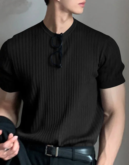 Load image into Gallery viewer, Summer Men&#39;S Clothing Light Luxury T Shirt Leisure Long Sleeve O Neck Drapped Solid Color Loose Basic Shirt Popular Knitwear
