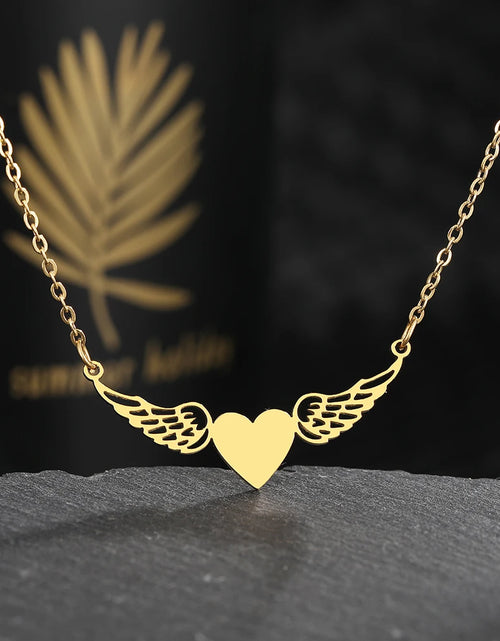 Load image into Gallery viewer, Love Heart Angel Wings Necklace
