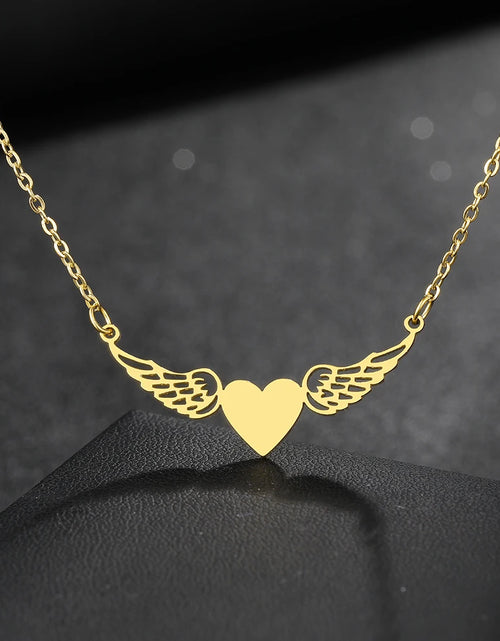 Load image into Gallery viewer, Love Heart Angel Wings Necklace
