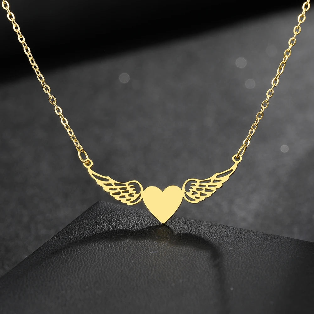 Love Heart Angel Wings Necklace