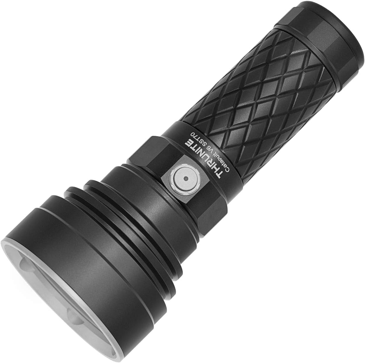 Catapult V6 SST70 LED Rechargeable Flashlight, 756 Yard Throw, 2836 High Lumens Bright Searchlight, Long Beam Distance Flashlight for Hiking, Camping, and Hunting, Black, Cool White - CW