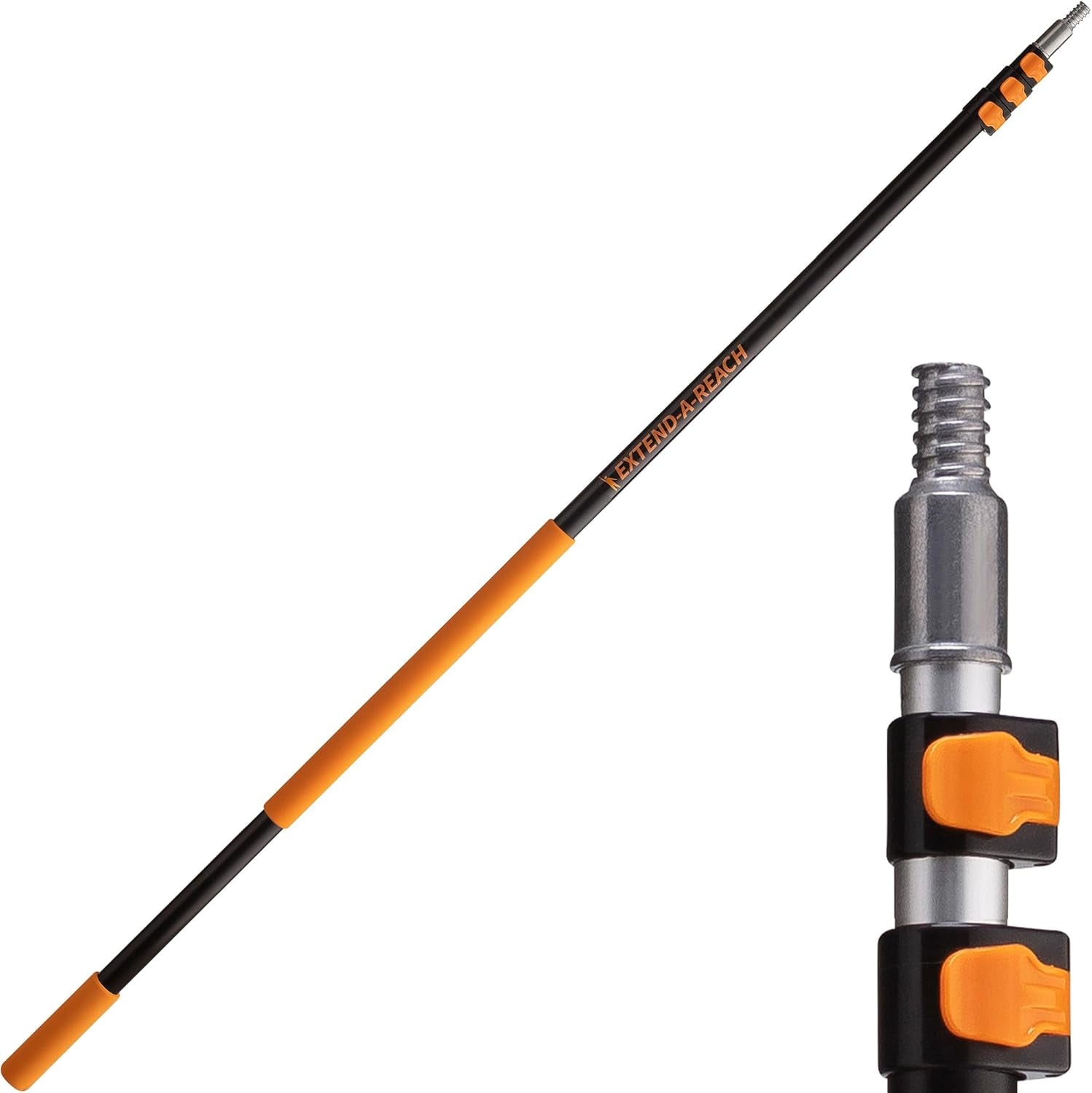 7-30 Ft Long Telescopic Extension Pole // Multi-Purpose Extendable Pole with Universal Twist-On Metal Tip // Lightweight and Sturdy // Best Telescoping Pole for Painting, Dusting and Window Cleaning