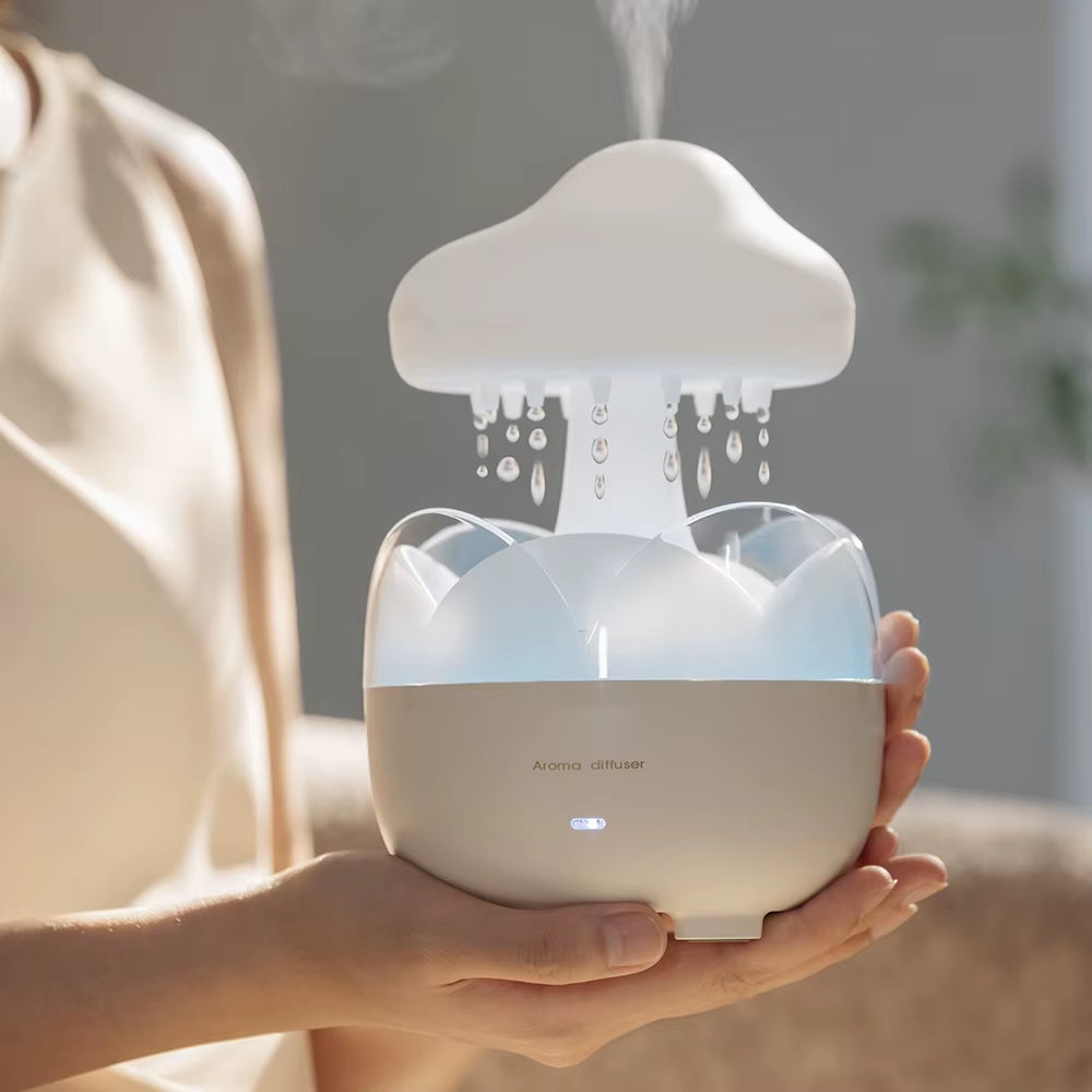 Mushroom Rain Air Humidifier Electric Aroma Diffuser Colorful Night Lights Rain Cloud Smell Distributor Relax Water Drops Sounds