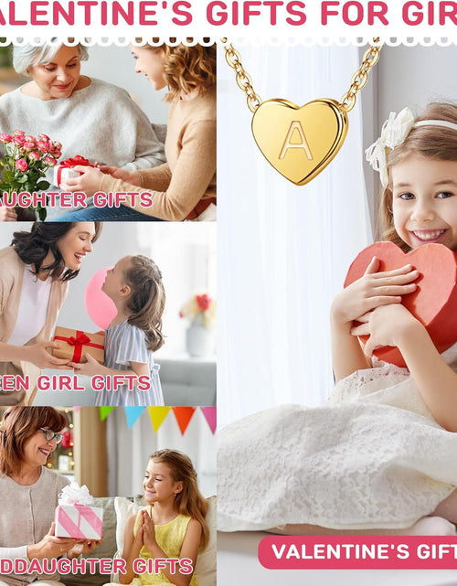 Load image into Gallery viewer, Heart Initial Necklaces for Women Girls - 14K Gold Filled Heart Pendant Letter Alphabet Necklace Tiny Initial Necklaces for Women Kids Child Heart Letter Initial Necklace Birthday Gifts for Girls
